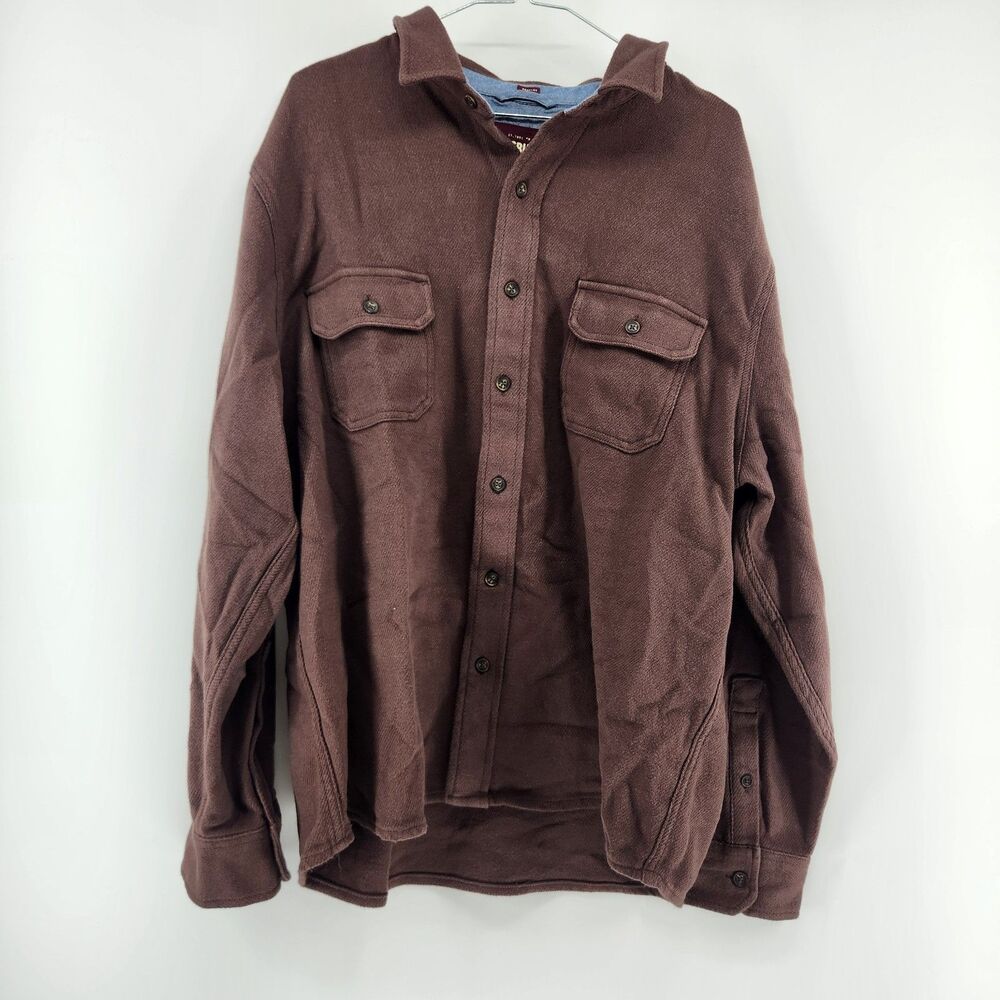 Alesbury Men's Brown XL Short Garment Wash Midweight Twill Shirt NWT